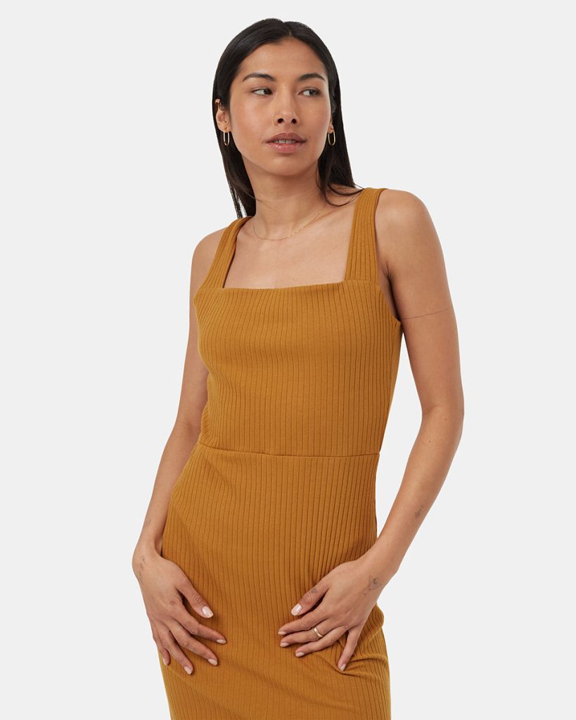 Rib Square Neck Dress - Image 3