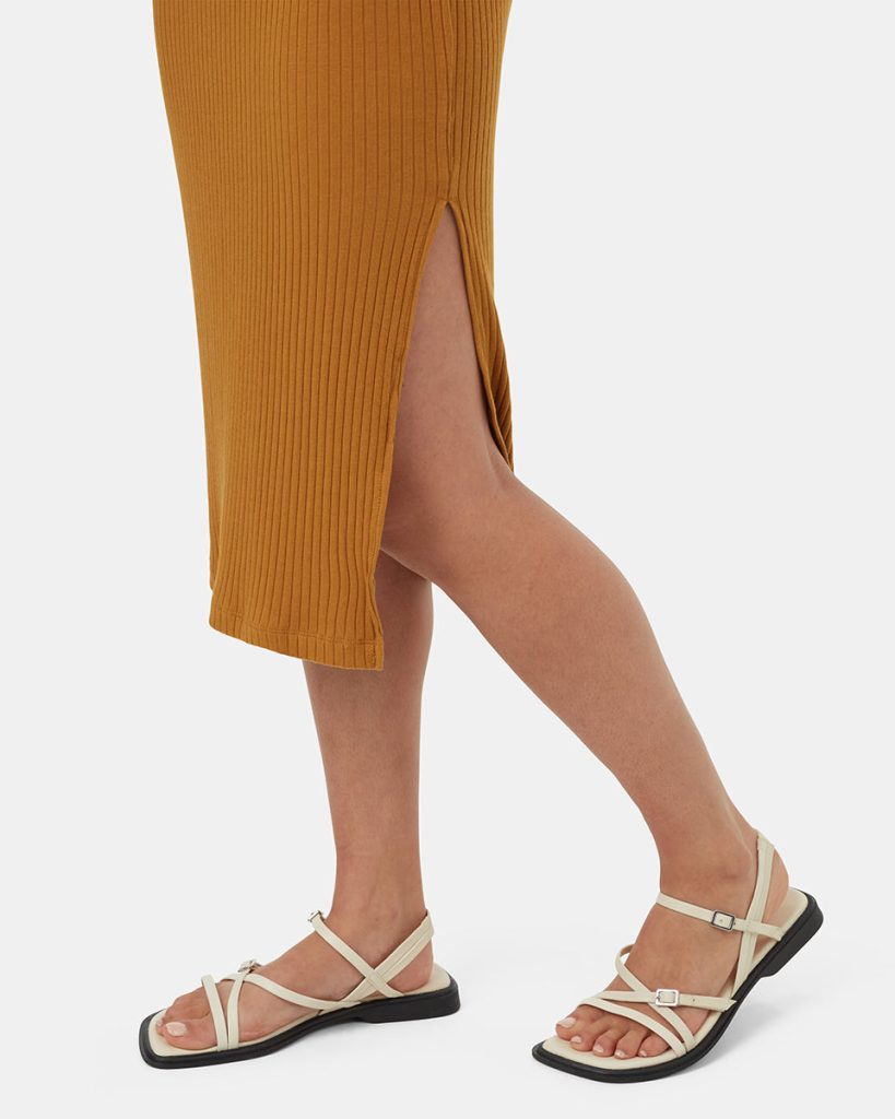 Rib Square Neck Dress - Image 5